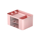Maxbell Pen Holder Office Desk Organizer with Drawers Measure 7.6x5.5x4inch Portable Pink