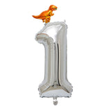 Max Silver Digital Aluminum Film Balloon+Mini Dragon Birthday Party Decor 1