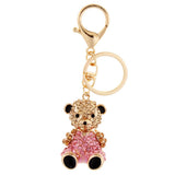 Max Alloy Cartoon Animal Keychain Bag Car Key Chains Gold-Pink Lovely Bear