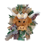 Maxbell Highland Cow Wreath Holiday Spring Decor Wreath for Front Door Hanger 16inch style B