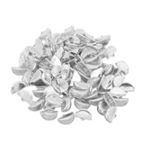 Max 100pcs Semicircular Ribbon Crimp End Clip Clamp Belt Tip Connectors Silver
