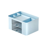 Maxbell Pen Holder Office Desk Organizer with Drawers Measure 7.6x5.5x4inch Portable Blue