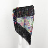 Max Womens Sequins Belly Dance Hip Scarf Wrap Skirt with Tassels Colorful