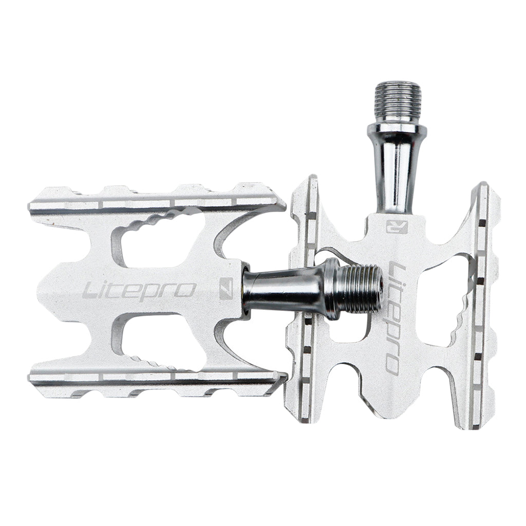Maxbell 1 Pair Aluminium Alloy Mountain Road Bike Bearings Treadle Pedals Silver