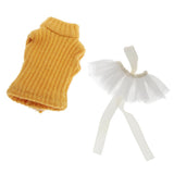 Maxbell Knitted Turtleneck Vest and Tulle Skirt for 1/12 OB11 Doll Clothes White