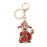 Maxbell Fashion Rhinestone Crystal God of Wealth Charm Purse Bag Key Ring Keychain Keyfob