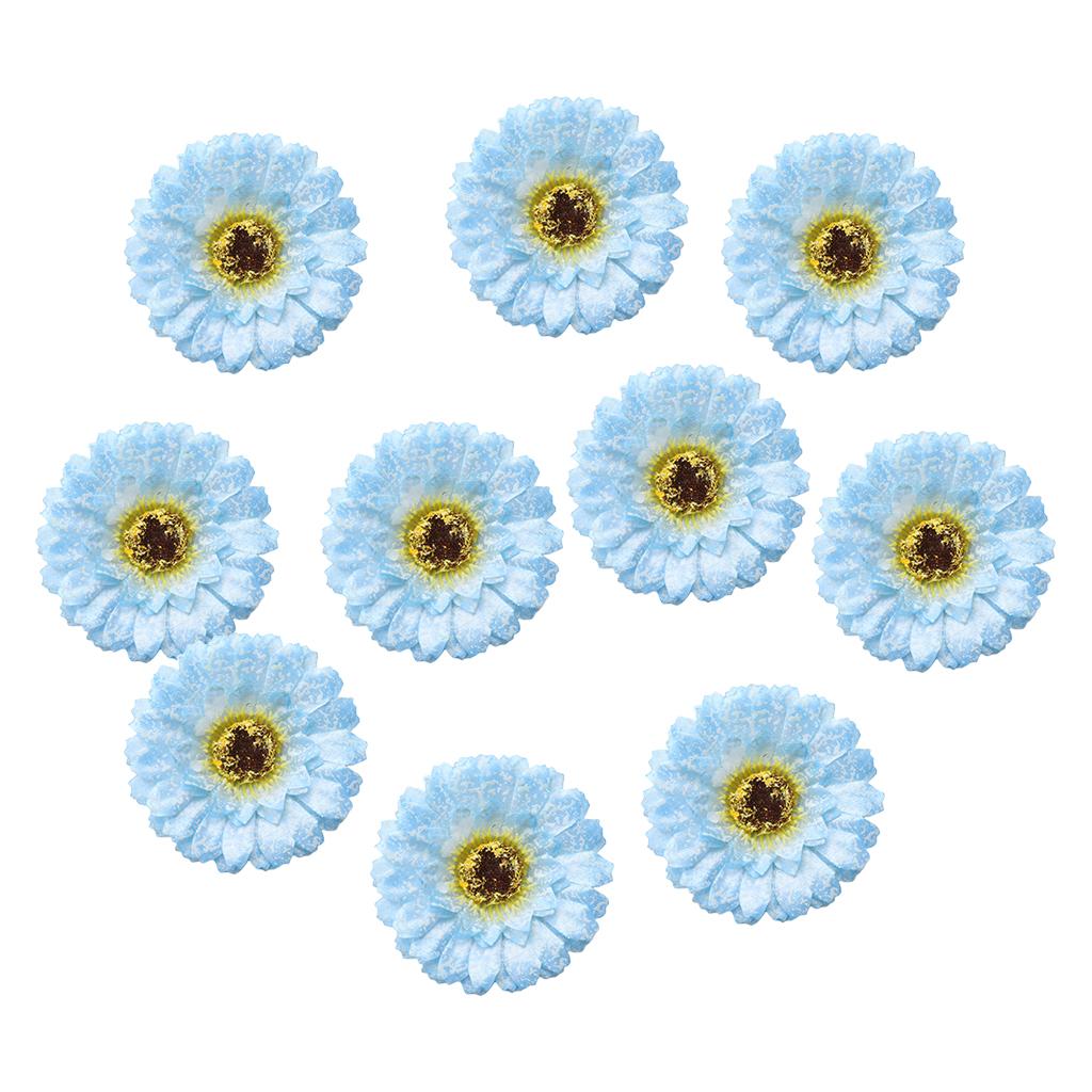 Max 10xArtificial Fabric Daisy Flower Head DIY Craft Project Dia 8cm Blue