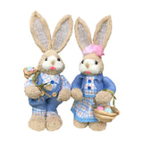 Maxbell 2 Pieces Easter Bunny Figurines Easter Decoration for Living Room Lawn Style D