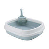 Maxbell Pet Cat Litter Box High Sided Rim Sand Box Durable Portable Toilet for Puppy Blue Medium