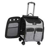 Maxbell 2 in 1 Wheeled Cat Rolling Carrier Backpack Travel Use Comfortable Sturdy Grey