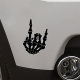 Max Maxb Unique Skull Skeleton Bone Finger Flipping Off Car Decal / Sticker Black