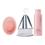 Maxbell 3Pcs Silicone Makeup Brush Cleaning Mat Set with Net Basket Folding Portable Pink