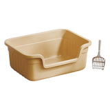Maxbell Open Top Pet Litter Box Cats Toilet Kitty Litter Pan for Small and Large Cats Beige