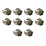 Max 10 pcs Victorian 15mm Blank Crown Bezel Base Adjustable Filigree Ring Bronze