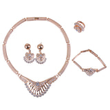 Maxbell Gold Plated Necklace Earring Bracelet Ring Jewelry Set for Women Wedding