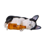 Max Holding Winebottle Mini Corgi Huskie Dog Figurine Decor Yellow Bottle Huskie