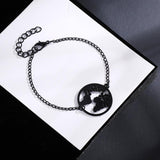 Maxbell Retro Map Round Pendant Women Adjustable Chain Bracelet Charm Jewelry Black