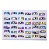 Maxbell 36Pcs Rainbow Colorful Stainless Steel Finger Rings Band 8mm Ring With Box