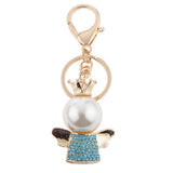 Maxbell Rhinestone Crystal Queen Crown Angel Pendant Keyring Keychain Blue