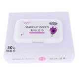 Maxbell 50pcs/Pack Mild Facial Cleansing Towelettes Makeup Remover Wipes Violet Flavor