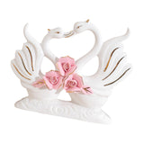 Maxbell 2Pcs White Swan Figurines Modern Ceramic Sculpture Swan Ornament Decoration Style A