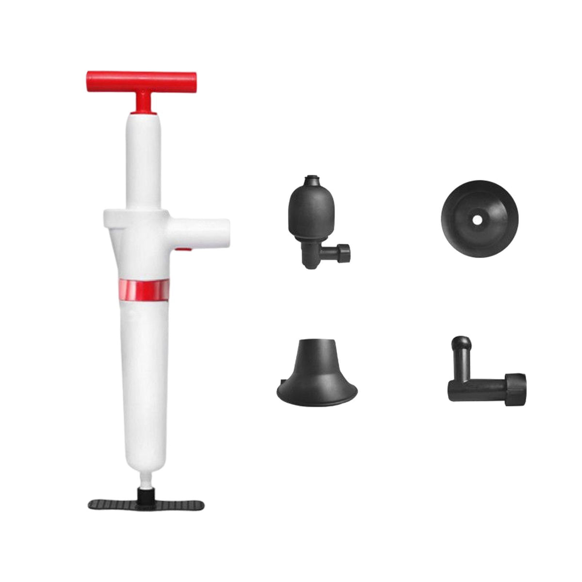 Maxbell High Pressure Toilet Plunger Kit Air Drain Blaster Kit for Bathtub Hotel Red
