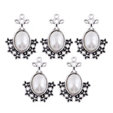 Max 5Pcs/Lot Silver Antique Pendant Alloy Pearl Pendant Jewelry DIY Plum Blossom