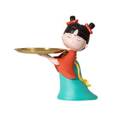 Maxbell Elegant Chinese Girl Statue Storage Tray Ornaments Organizer Multipurpose Green