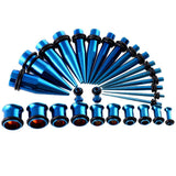 Maxbell 36 Pieces Ear Gauges Stretching Kit Plugs Taper 14G-00G Expanders Dark Blue