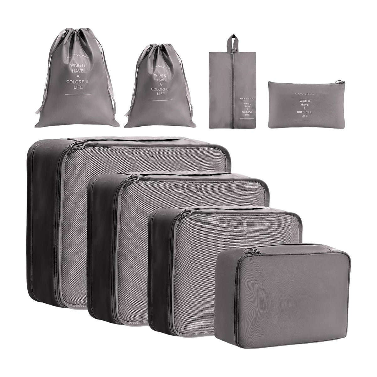 Maxbell 8x Lightweight Packing Cubes for Suitcases Suitcase Clothes Storage Bags gray