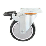 Max 5'' PU Flat Swivel Wheel Dual Brake Single Bearing Industrial Caster White