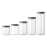 Maxbell 5x Food Storage Canisters Organizer Glass Storage Jar for Candy Spice Grains green cap