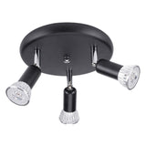 Maxbell Flush Mount 3-Head Adjustable Ceiling Lamp Light Fixture Black-White