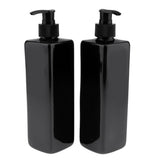 Maxbell 2Pcs Empty Plastic Shampoo Bottles with Lotion Pumps 500ML Black Pump