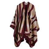 Maxbell Women Shawl Wrap Camouflage Poncho Cape Thickened Cardigan Sweater Wine Red