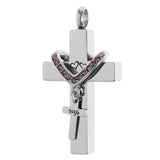 Maxbell Double Cross with Crystal Stainless Steel Cremation Family Keepsake Wife