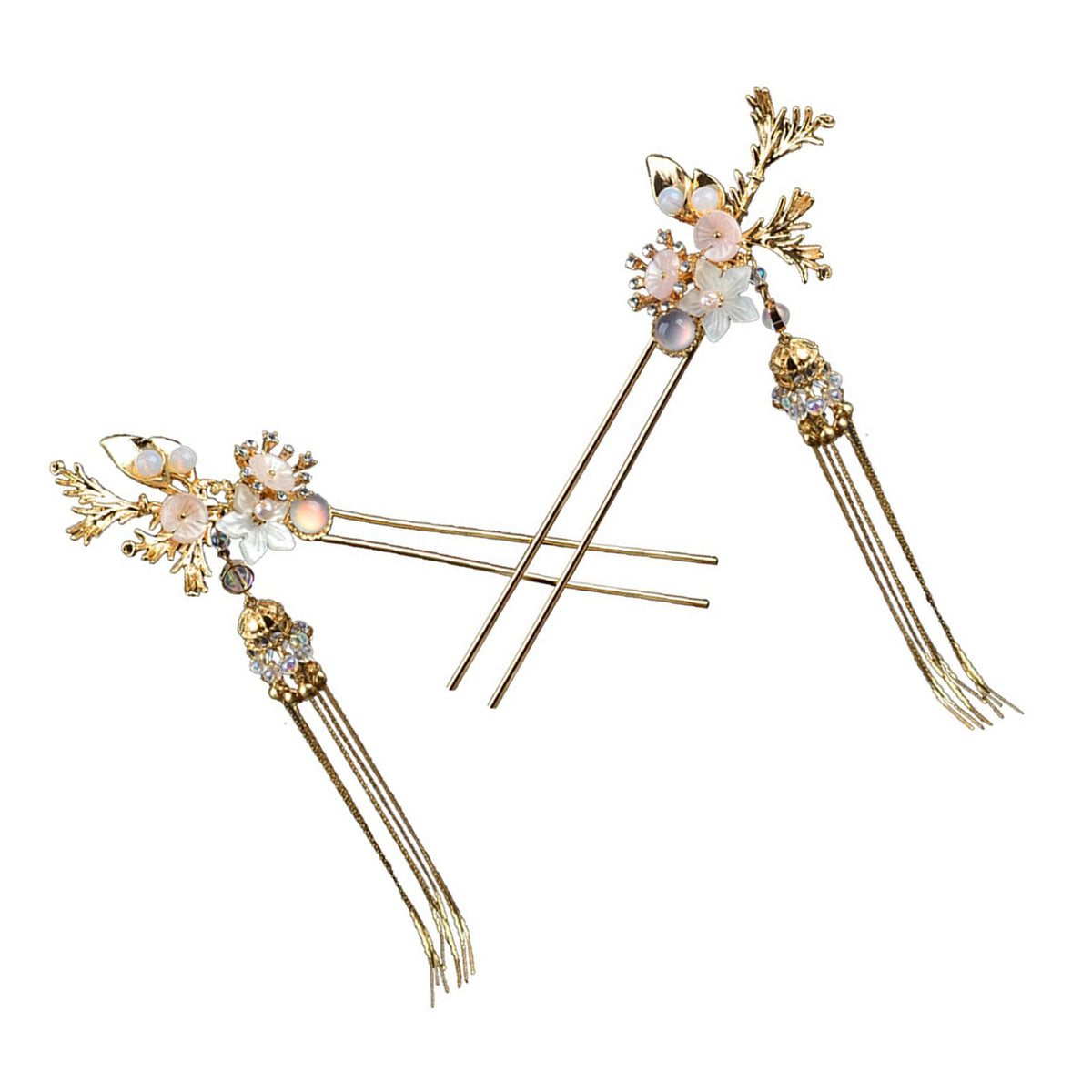 Maxbell 2x Ancient Chinese Hairpin with Pendant Artificial Rhinestone for Wedding