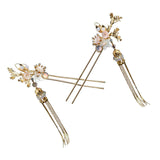 Maxbell 2x Ancient Chinese Hairpin with Pendant Artificial Rhinestone for Wedding