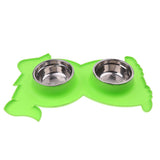 Maxbell No-Spill and Non-Skid Pet Double Bowl Dog Cat Food Water Feeder  Green