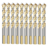 Maxbell 10 Pieces HSS Straight Shank Coated Triangle Twist Spiral Drill Bit Set 12mm