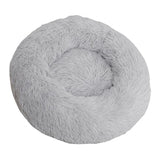 Maxbell Donut Cat Bed Faux Fur Dog Bed Indoor Round Pet Bed Cushion Light Gray S