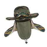 Maxbell Fishing Hat with Removable Neck Flap Cover Gardening Bucket Hat Face Mask Camo