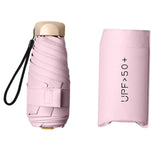 Maxbell Mini Sun Protection Umbrella with Case for Men and Women Sturdy Car Umbrella Light Pink