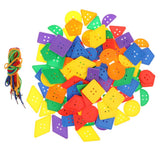 Maxbell Colorful Plastic Geometry Buttons  Threading & Lacing Game Kid Cognition Toy