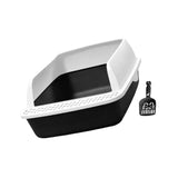 Maxbell Cat Litter Box Semi Enclosed with High Side Easy to Clean Anti Splashing Blue