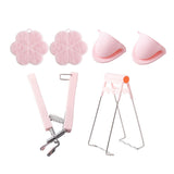 Maxbell 4 Pieces Hot Plate Gripper Set for Cooking Moving Hot Plate or Bowls Pot Pink