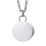 Maxbell Cremation Urn Necklace Stainless Steel Round Locket for Women Men Silver