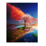 Maxbell Landscape Picture Diamond Embroidery Kits Arts for Wall Decor Tree in Sunset