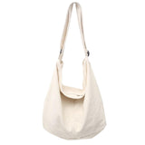 Maxbell messenger Bag High Capacity Reusable Canvas Tote for Gift Shopping Women White