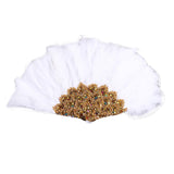 Maxbell Wedding Bride Feather Fan Handheld Decorative for Tea Dancing White